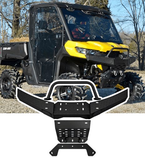 Yellow and Black Can-Am Maverick with Sheet Metal Bumper