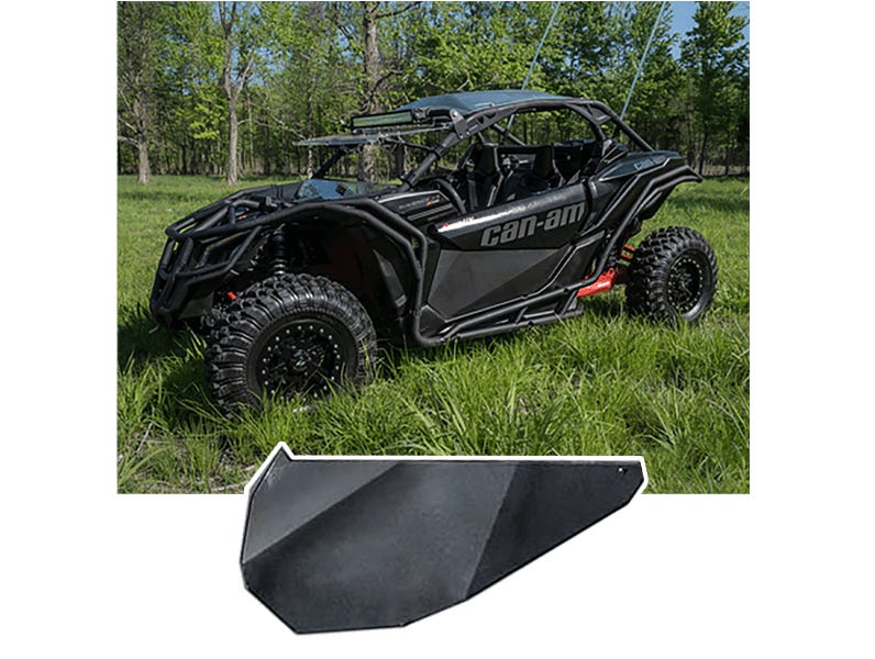 Black Can-Am UTV with SuperATV lower doors installed